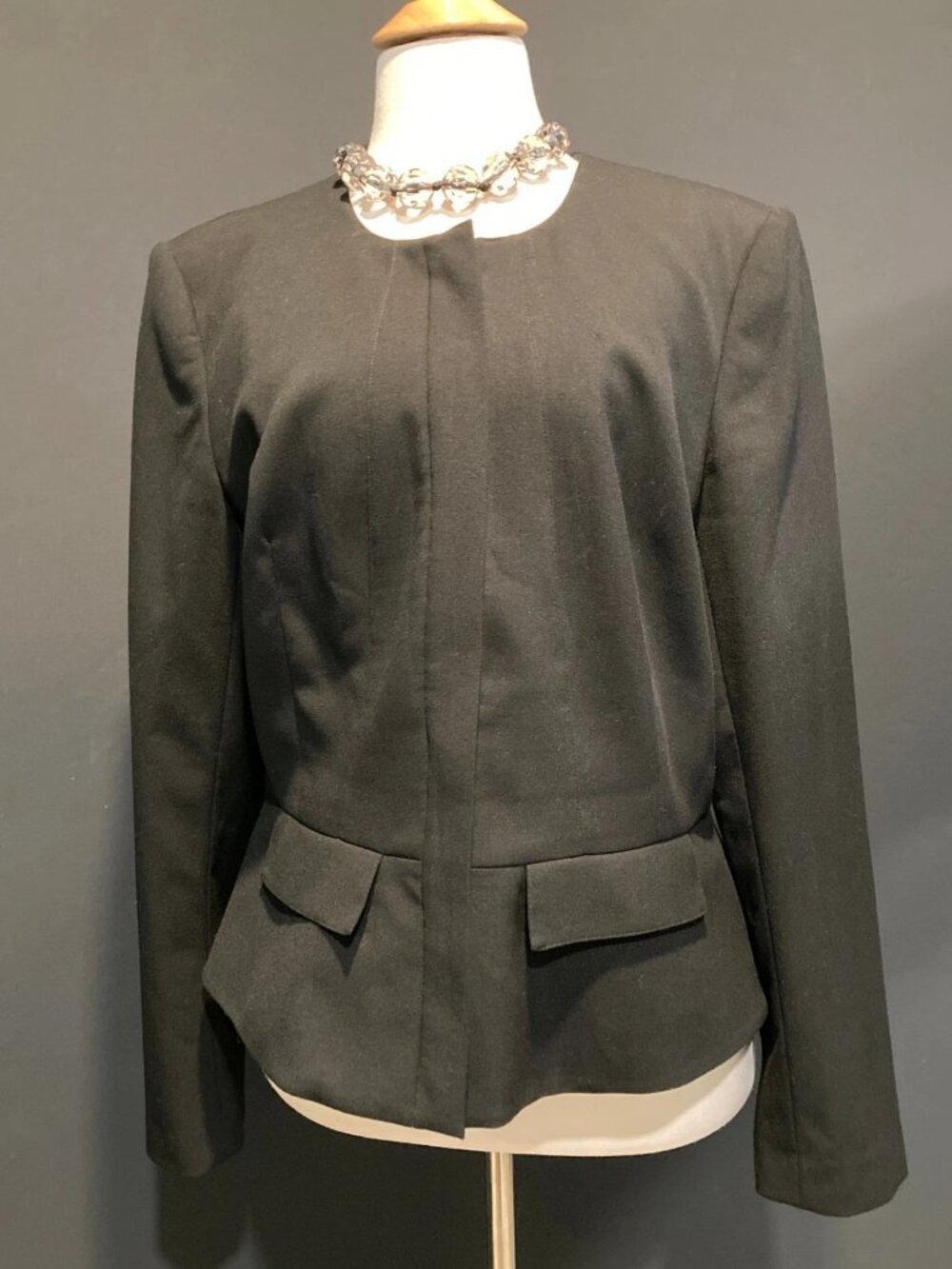 Karl Lagerfeld Paris Black Peplum Jacket Blazer Size Medium